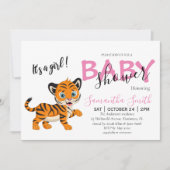 Baby Shower tiger Girl Ankündigung (Vorderseite)