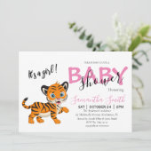 Baby Shower tiger Girl Ankündigung (Stehend Vorderseite)