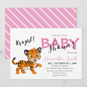 Baby Shower tiger Girl Ankündigung