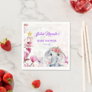 Baby Shower Towel with Floral Elephant Serviette