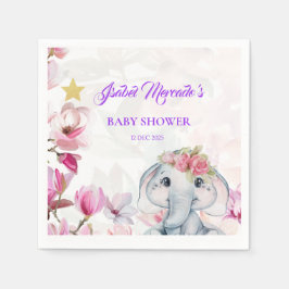 Baby Shower Towel with Floral Elephant Serviette