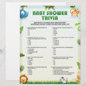 Baby Shower Trivia Baby Shower Game [Tierthema] Briefbogen (Vorne/Hinten)