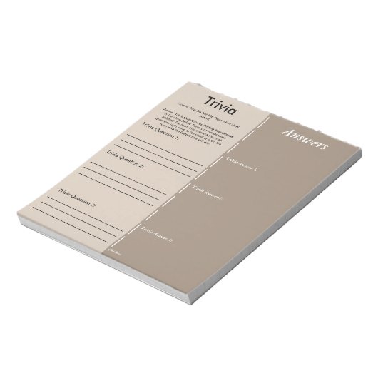 Baby Shower Trivia Party Game - Custom Questions Notizblock (Rotiert)