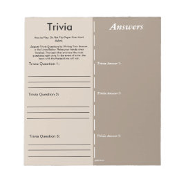 Baby Shower Trivia Party Game - Custom Questions Notizblock