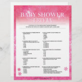 Baby Shower Trivia [Snowy Pink] Briefbogen (Vorne/Hinten)