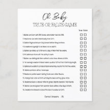 Baby Shower True or False Game