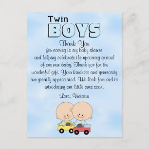 Baby Shower Twin Boys Postkarte