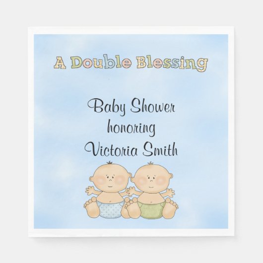 Baby Shower Twin Boys Serviette (Vorderseite)