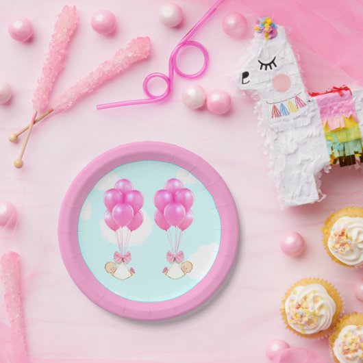 Baby Shower Twin Girls Pappteller (Party)