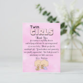 Baby Shower Twin Girls Postkarte (Stehend Vorderseite)