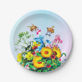 Baby Shower Twins Bees Floral Schnuller Pappteller