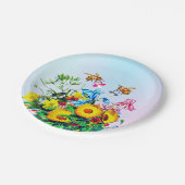 Baby Shower Twins Bees Floral Schnuller Pappteller (Schrägansicht)