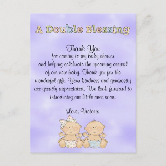 Baby Shower Twins Boy Girl Postkarte (Vorderseite)