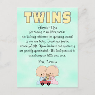 Baby Shower Twins Boy Girl Postkarte