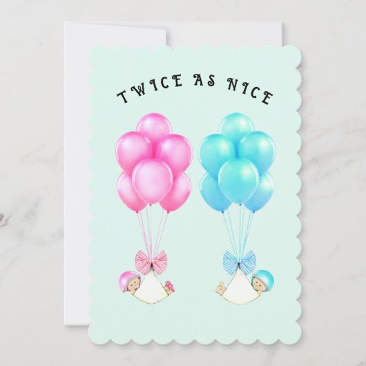 Baby Shower Twins Einladung (Vorderseite)