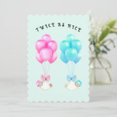 Baby Shower Twins Einladung (Stehend Vorderseite)
