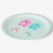 Baby Shower Twins Pappteller (Schrägansicht)