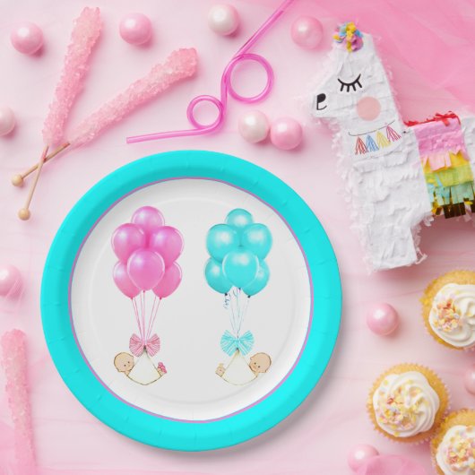 Baby Shower Twins Pappteller (Party)