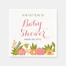 Baby Shower Typografie Natureschic Floral Serviette