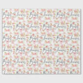 Baby Shower Typografie Neugeborene Symbole Muster Geschenkpapier (Flach)