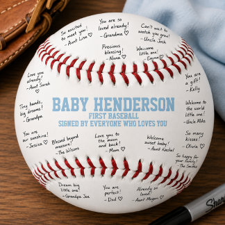 Baby Shower Unterschriften zuerst Baseball