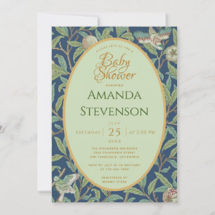 Baby Shower Vögel Granatapfel Grüne Blätter Morris Einladung