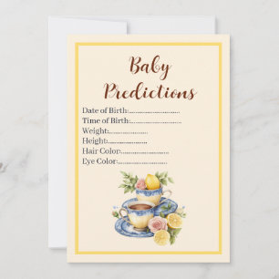 Baby Shower Vorhersage-Spielkarte mit Zitronen-Tee
