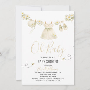 Baby-Shower-Wäscheleine mit Gänseblümchen für Mädc Einladung