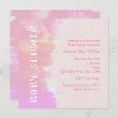 BABY SHOWER Wasserfarbe Tropenrosa Einladung (Vorne/Hinten)