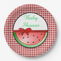 Baby Shower Watermelon Red Green Gingham Teller