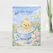 Baby Shower – Whimsical Bear Bath Illustration Karte (Vorderseite)