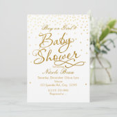 BABY SHOWER White & Gold Confetti Dot Einladungen (Stehend Vorderseite)