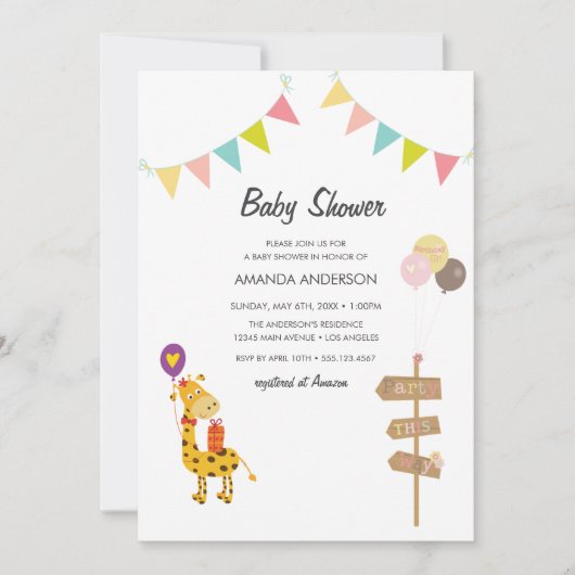 Baby Shower Wild Animals Dusche Einladung (Vorderseite)