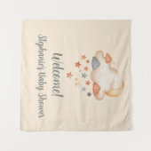 Baby Shower Willkommensbanner - Mond & Sterne Wand Wandteppich (Vorderseite (Horizontal))