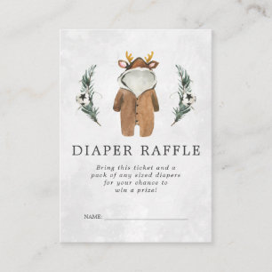 Baby-Shower-Windel-Raffel-Ticket Rentiere Begleitkarte