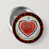 Baby Shower Winner Lucky Charm Ladybug Button (Vorne & Hinten)
