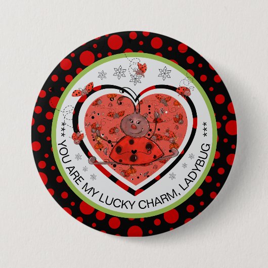 Baby Shower Winner Lucky Charm Ladybug Button (Vorderseite)