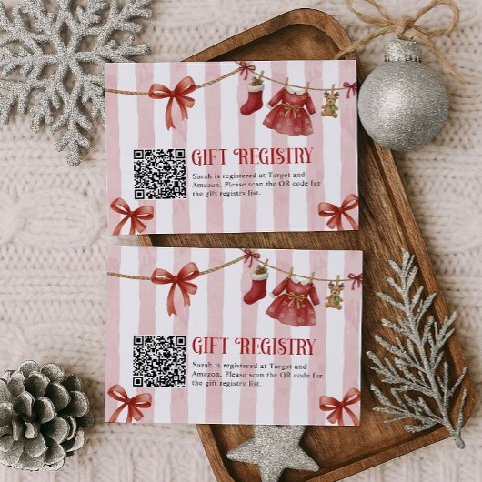 Baby Shower Winter Gift QR Code Registry Card Begleitkarte