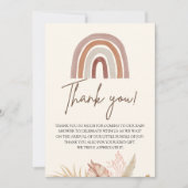 Baby Shower with Boho Rainbow  Dankeskarte (Vorderseite)