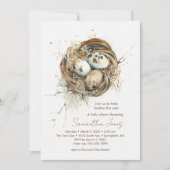 Baby Shower Woodland Bird Nest Einladung (Vorderseite)