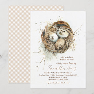 Baby Shower Woodland Bird Nest Einladung