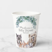 Baby Shower Woodland Tiere Aquarellfolien Pappbecher (Rückseite)