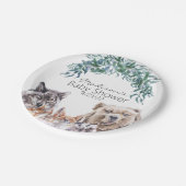 Baby Shower Woodland Tiere Aquarellfolien Pappteller (Schrägansicht)