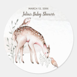 Baby Shower Woodland Tiere Runder Aufkleber