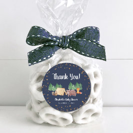 Baby Shower Woodland Tiere Vielen Dank Runder Aufkleber