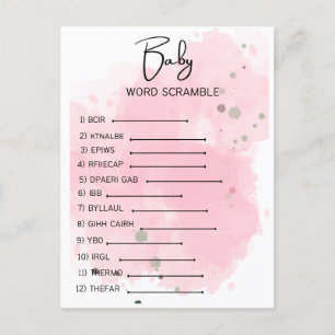 Baby Shower Word Scramble Postkarte