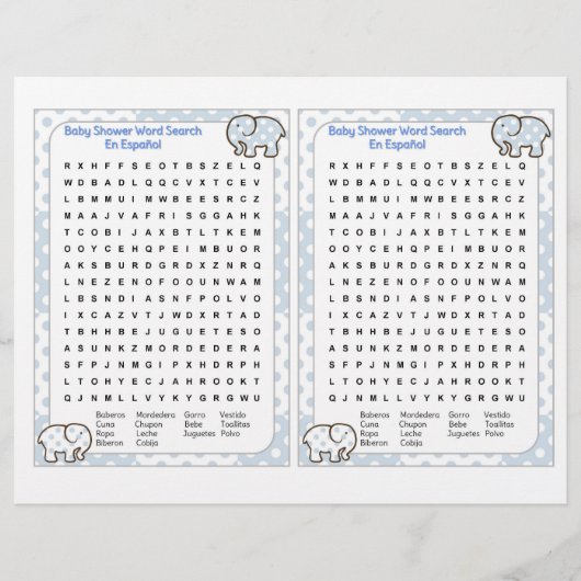 Baby Shower Word search Spanish Flyer (Vorne)