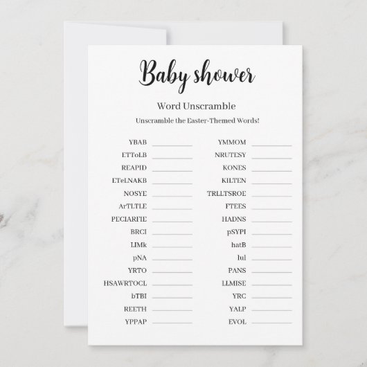 Baby Shower Word Unscramble Game, Printable  Einladung (Vorderseite)