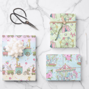 Baby-Shower-Zirkus  Geschenkpapier Set