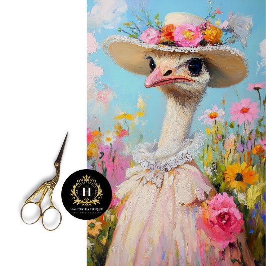 Baby Showfeder Ostrich Floral Decoupage Seidenpapier